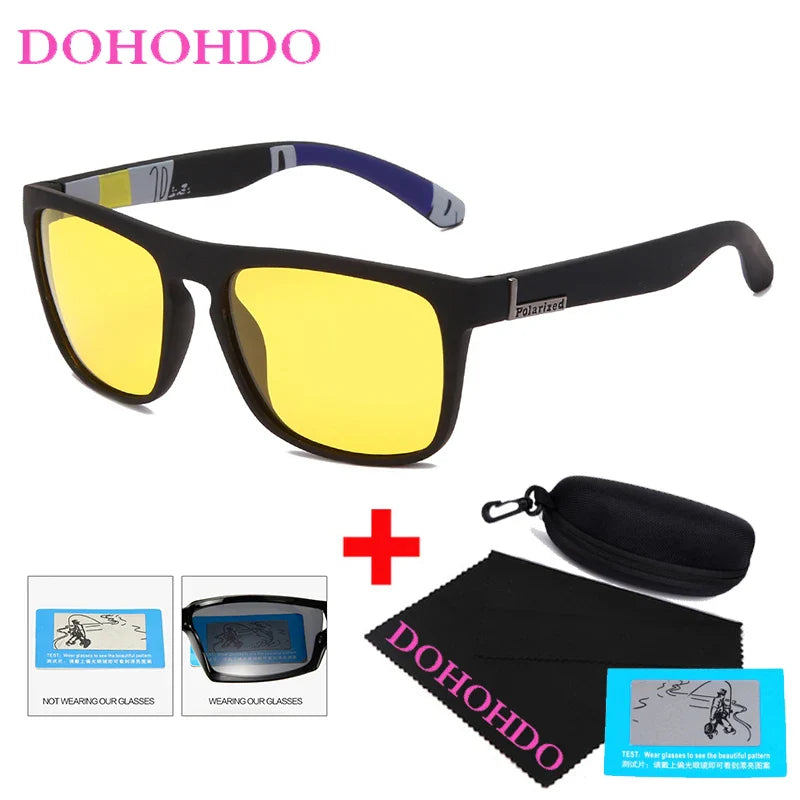 Occhiali da sole polarizzati visione notturna unisex montatura quadrata UV400 anti-riflesso occhiali da guida tendenza autunno 2025