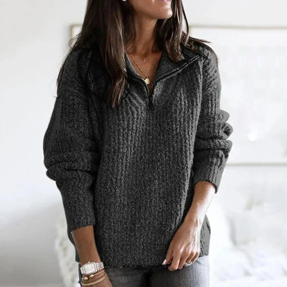 Soft Women's Half Zip Pullover - Relaxed Knit For Autumn