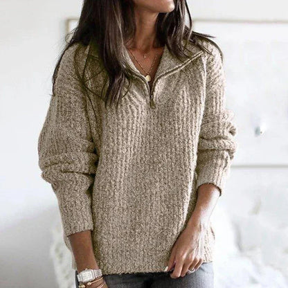 Soft Women's Half Zip Pullover - Relaxed Knit For Autumn