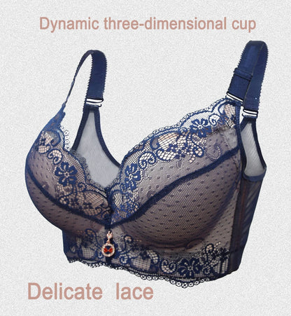 Flattering women's lace push-up bra - underwire 3/4 cup, nylon blend, everyday lingerie