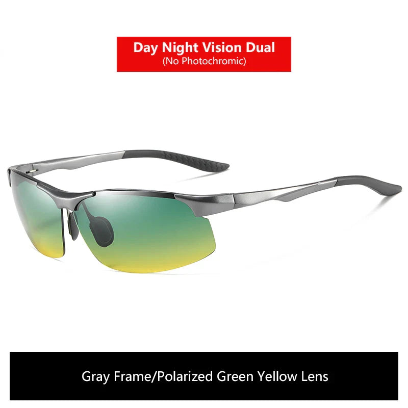 Solbriller fotokromatiske polariserte UV400 kantløse kjørebriller, dag- og nattsyn, lett ramme VT2173