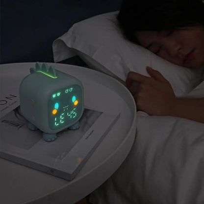 Kids Alarm Clock Dinosaur LED Clock With Temperature Display Voice Control Sleep Trainer Back to School 2025 Cute Gift