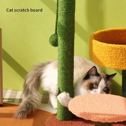 Albero per Gatti Stile Cactus Torre in Sisal Tre Piani Tiragraffi Condo per Gatti Autunno 2025 Posti Accoglienti Regalo