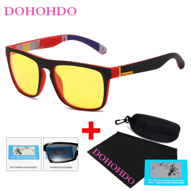 Occhiali da sole polarizzati visione notturna unisex montatura quadrata UV400 anti-riflesso occhiali da guida tendenza autunno 2025
