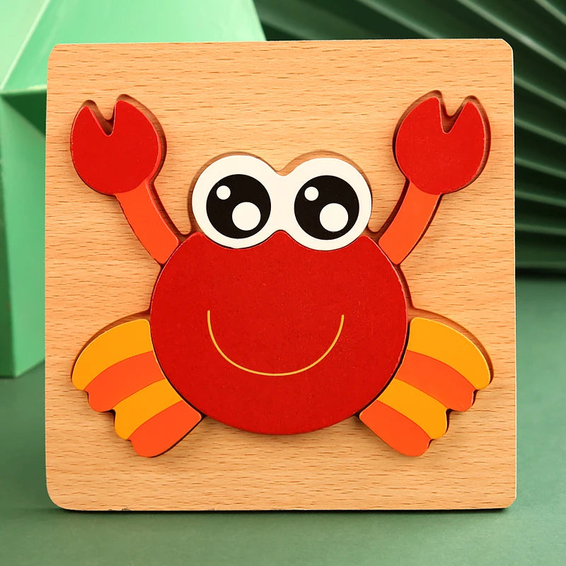 High Quality 3D Wooden Cartoon Animal Puzzle for Kids