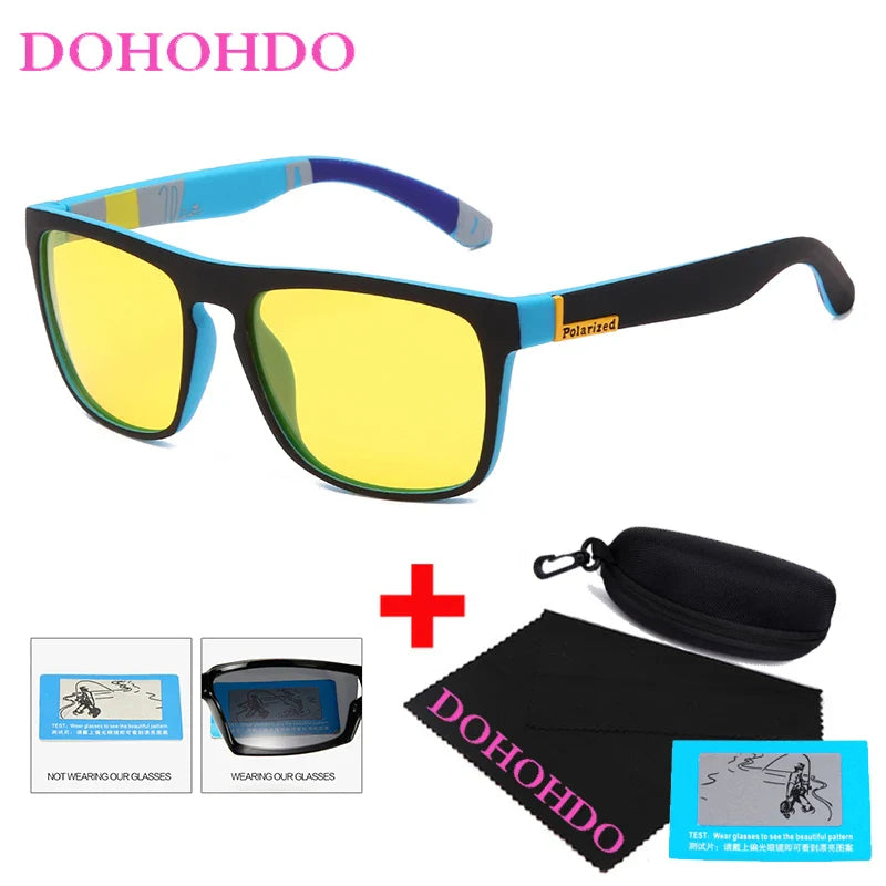 Occhiali da sole polarizzati visione notturna unisex montatura quadrata UV400 anti-riflesso occhiali da guida tendenza autunno 2025