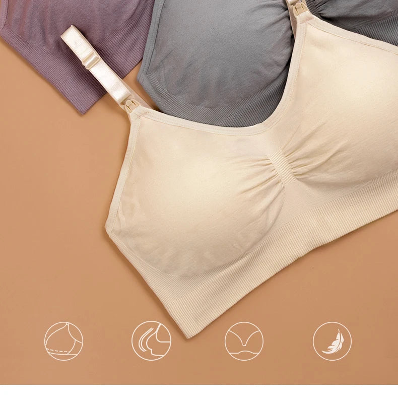 Breathable women's nursing bra – seamless wire-free maternity, nylon, all seasons