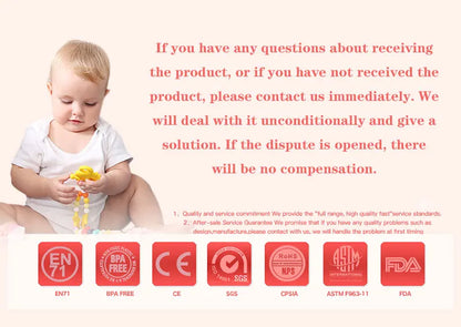 Wooden Crochet Animal Teether Rattle Newborn Sensory Toys