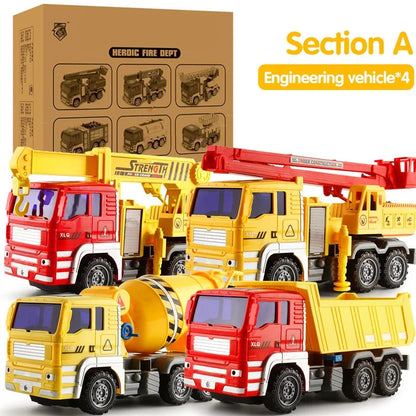 Fireman & Sanitation Vehicle Toy Set - Educational Cars with Water Spray Feature for Kids