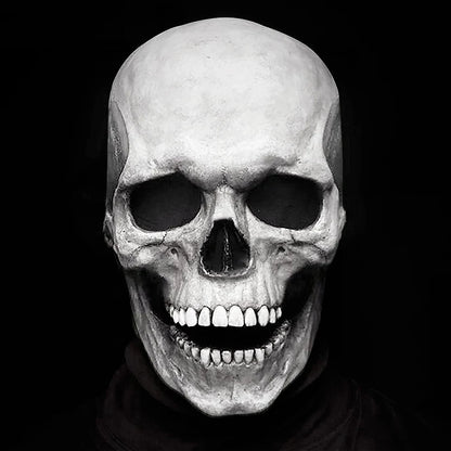 Full-Head Skull Silicone Horror Mask with Movable Jaw for Adults Halloween 2026