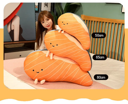 Coussin en peluche saumon Coussin alimentaire réaliste Cadeau confortable