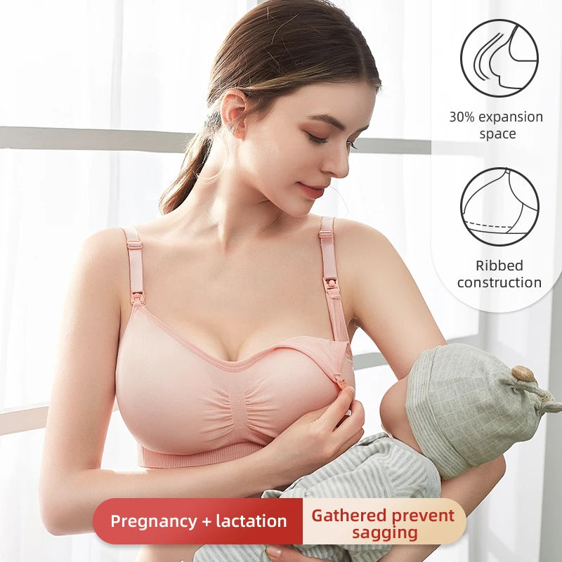 Breathable women's nursing bra – seamless wire-free maternity, nylon, all seasons