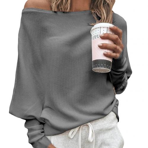 Soft Women's Off-Shoulder Pullover - Ribbed Knit, Daily