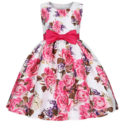 Soft girls' dress - one-shoulder knee-length floral, polyester, for party or wedding