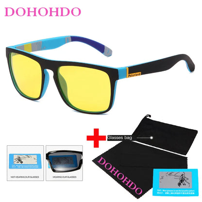 Occhiali da sole polarizzati visione notturna unisex montatura quadrata UV400 anti-riflesso occhiali da guida tendenza autunno 2025