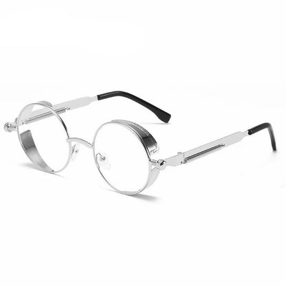 Metall Steampunk Solbriller for Menn Kvinner Vintage Runde Briller Motetrend Høy Kvalitet Oculos de Sol
