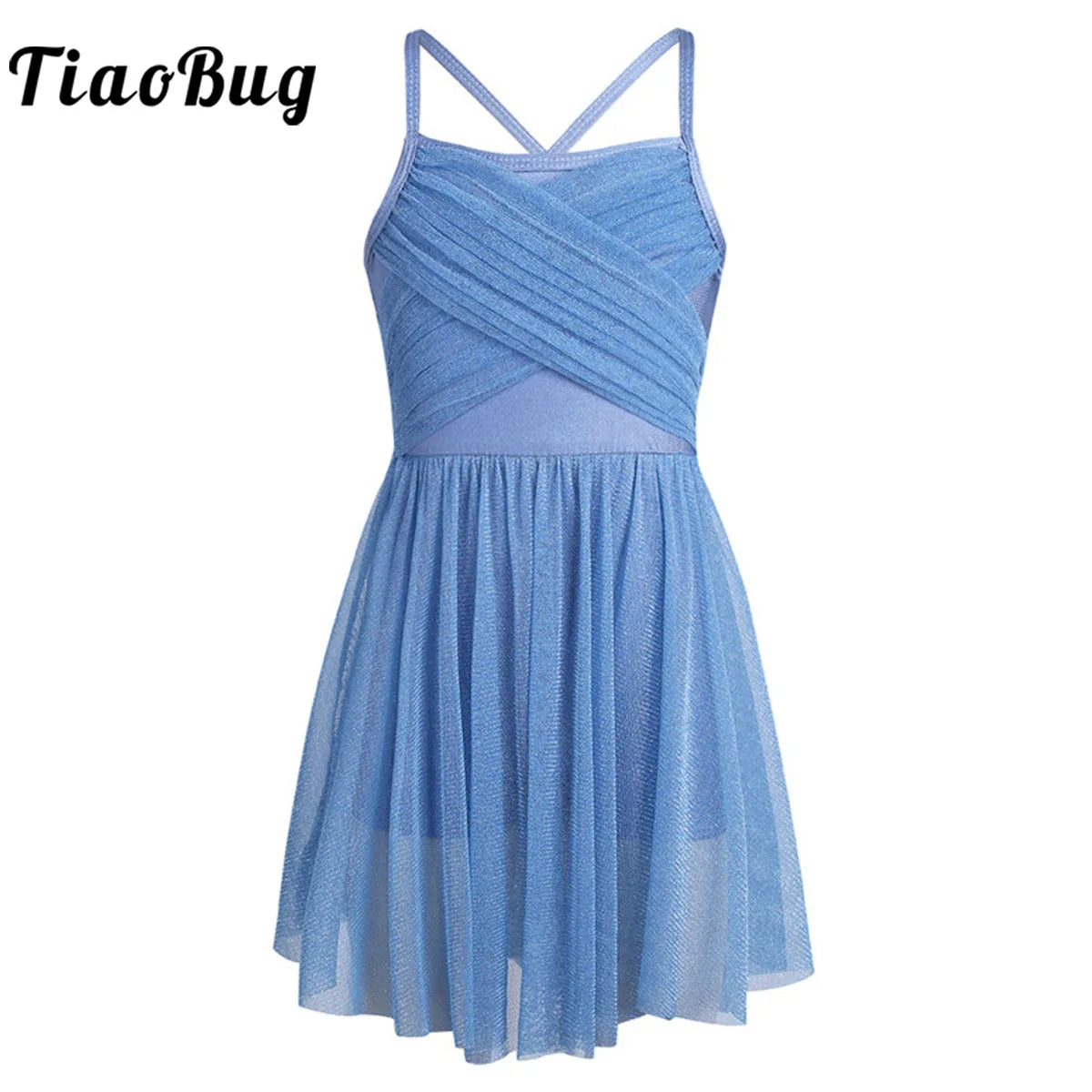 Lightweight Girls' Dance Dress - Flowy, Glittery Mesh, Ballet & Gymnastics Costume