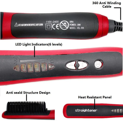 Beard Straightener Portable Comb with LED Display, Ceramic Heating, Anti-Static, Anti-Scald