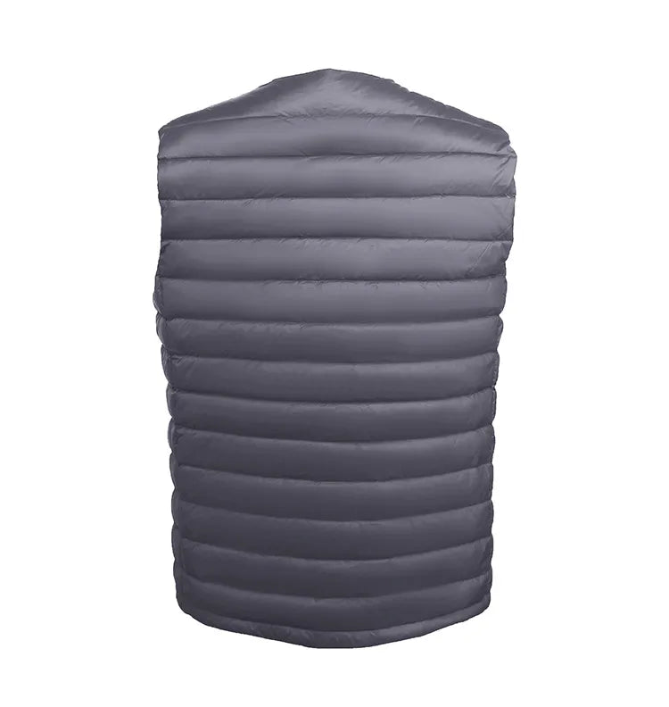 Lightweight Men's Down Vest - Short Quilted, Nylon Layering
