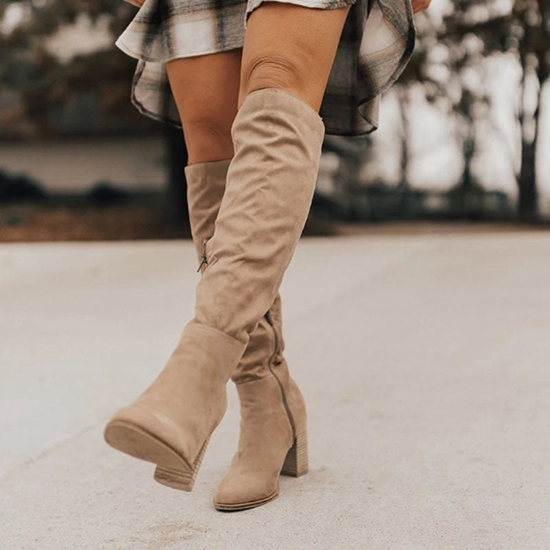Supportive Women’s Knee Boots - Suede Slouchy, Everyday