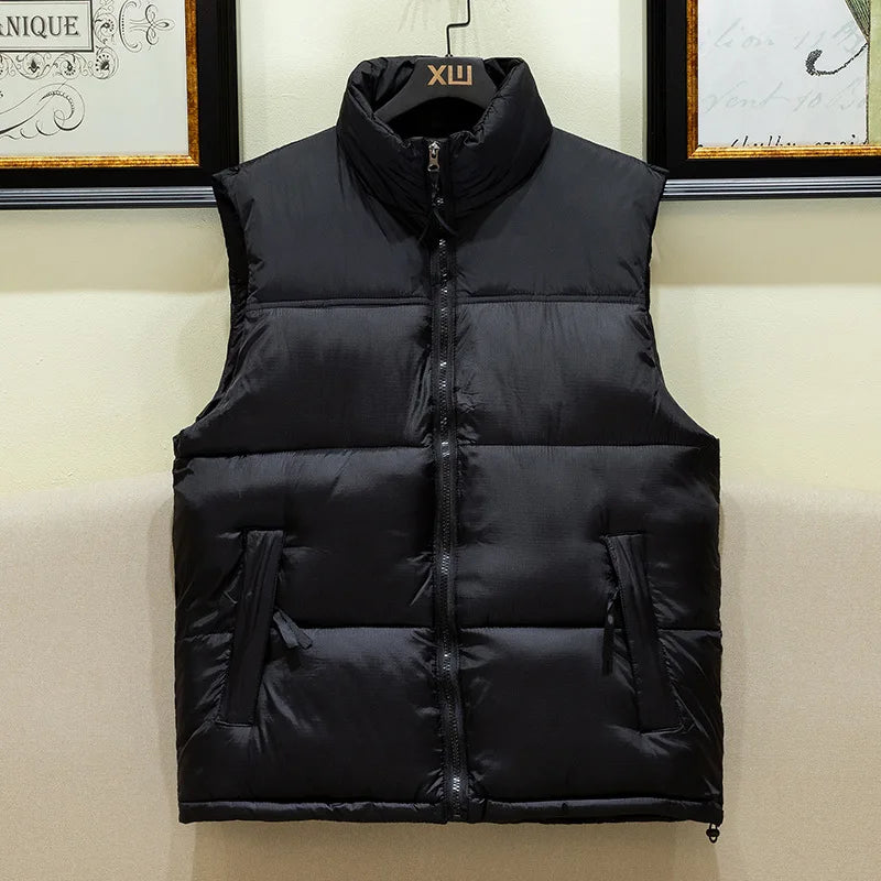 Warm Men's Puffer Vest - Sleeveless Quilted Down, Winter