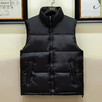Warm Men's Puffer Vest - Sleeveless Quilted Down, Winter