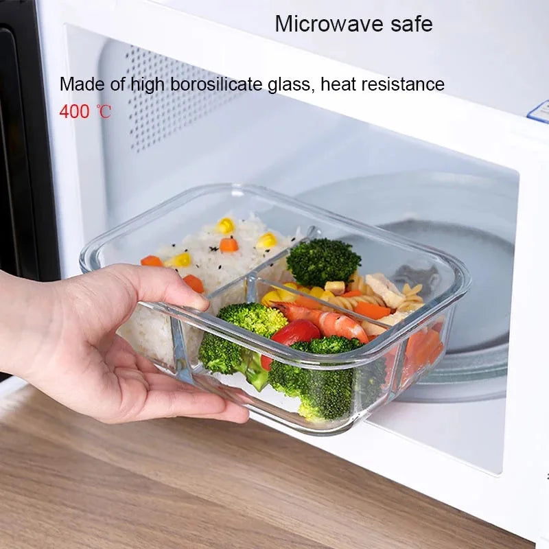 Microwavable Glass Bento Lunch Box with Thermal Bag - Leak-Proof Meal Prep Container