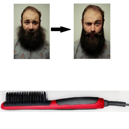 Beard Straightener Portable Comb with LED Display, Ceramic Heating, Anti-Static, Anti-Scald