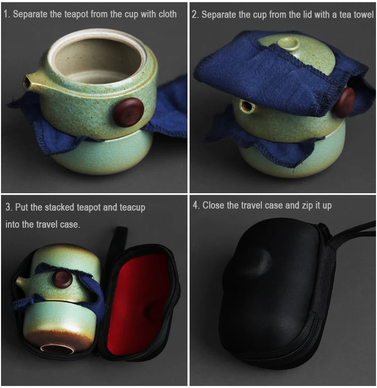 Porcelain Portable Travel Tea Set Kung Fu Teaware Handmade