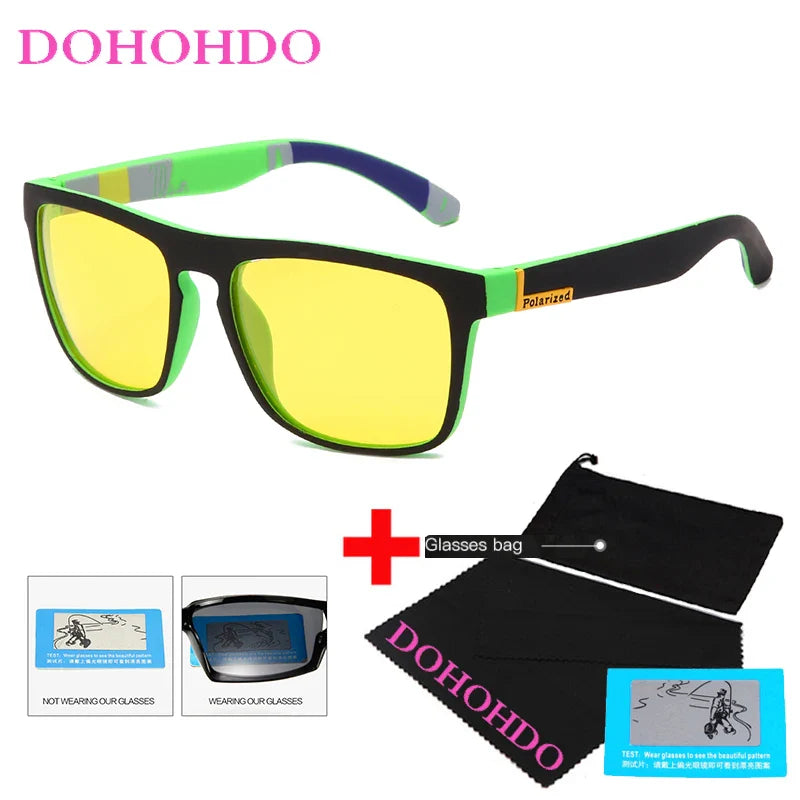 Occhiali da sole polarizzati visione notturna unisex montatura quadrata UV400 anti-riflesso occhiali da guida tendenza autunno 2025