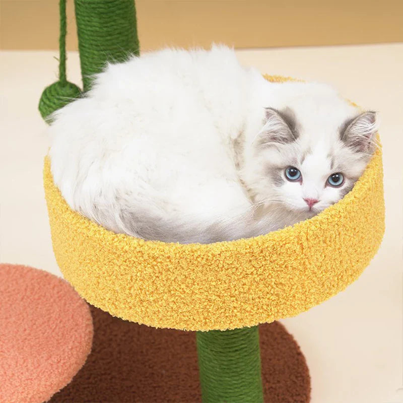 Albero per Gatti Stile Cactus Torre in Sisal Tre Piani Tiragraffi Condo per Gatti Autunno 2025 Posti Accoglienti Regalo