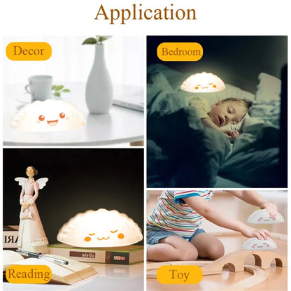 Natlampe Genopladelig LED Kanin Dumpling Tegneserie Sengebordslampe Efterår 2025 Børneværelse Blød Søvn Gave