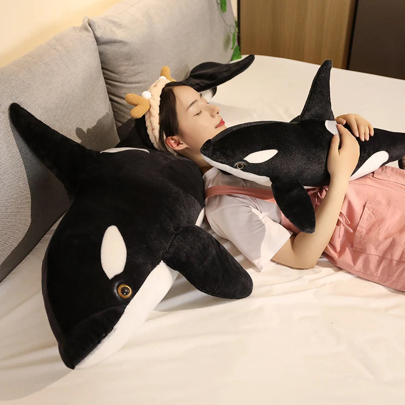 Juguete de peluche Orca Ballena realista suave y abrazable almohada para cama