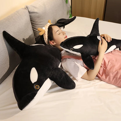 Juguete de peluche Orca Ballena realista suave y abrazable almohada para cama