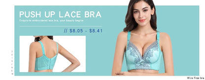 Flattering women's lace push-up bra - underwire 3/4 cup, nylon blend, everyday lingerie