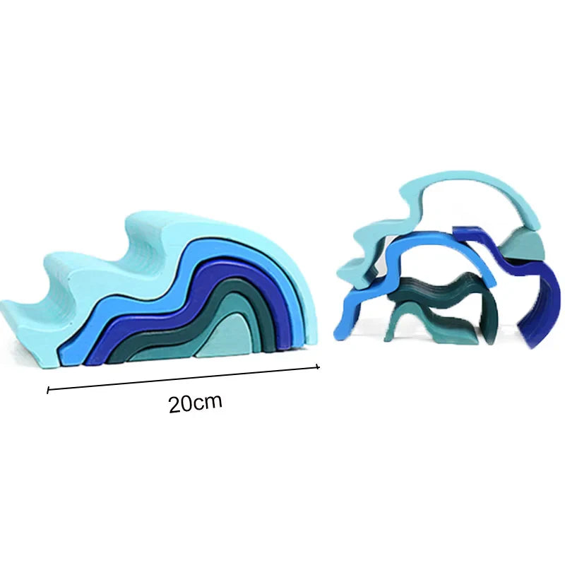 Wooden Rainbow Blocks Montessori Stacking Toys Wood Building Blocks Back to School 2025 Educational STEM Gift