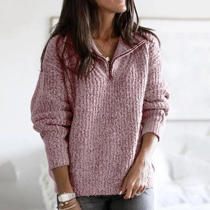 Soft Women's Half Zip Pullover - Relaxed Knit For Autumn