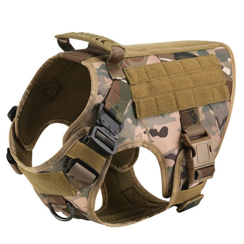 Tactical Dog Harness No-Pull With Front And Back D-Rings Quick-Release Buckles Top Handle Heavy-Duty Training