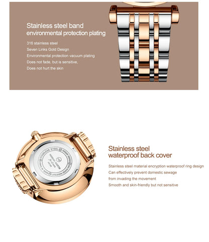 Timeless women's rose gold quartz wristwatch - stainless steel water-resistant minimalist round dial