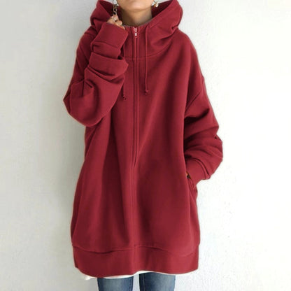 Warm Women Longline Hoodie - Oversized Fleece Layering