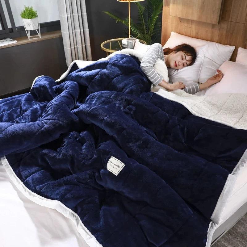 Luxurious Thick Wool Blanket Soft & Cozy Bedding for Home & Travel