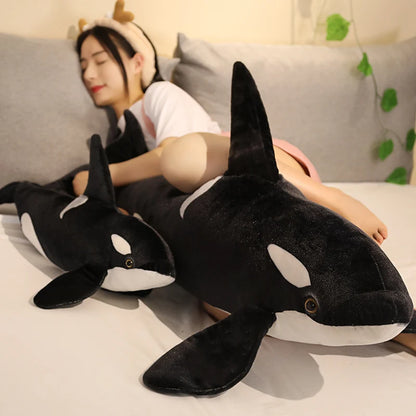 Juguete de peluche Orca Ballena realista suave y abrazable almohada para cama