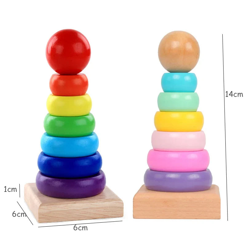 Wooden Rainbow Blocks Montessori Stacking Toys Wood Building Blocks Back to School 2025 Educational STEM Gift