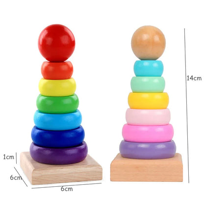 Wooden Rainbow Blocks Montessori Stacking Toys Wood Building Blocks Back to School 2025 Educational STEM Gift