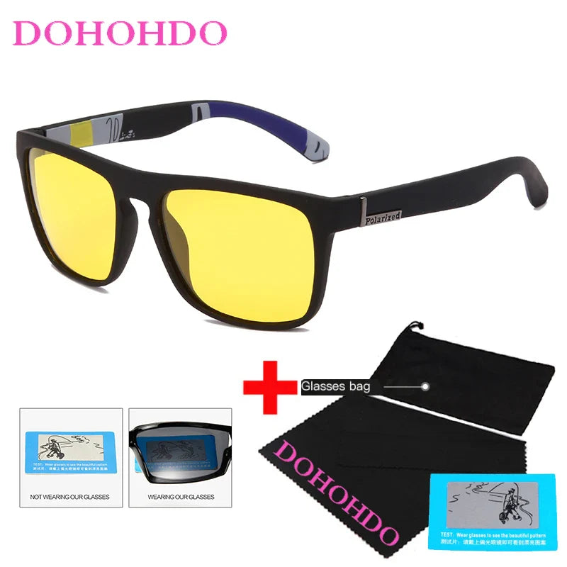 Occhiali da sole polarizzati visione notturna unisex montatura quadrata UV400 anti-riflesso occhiali da guida tendenza autunno 2025