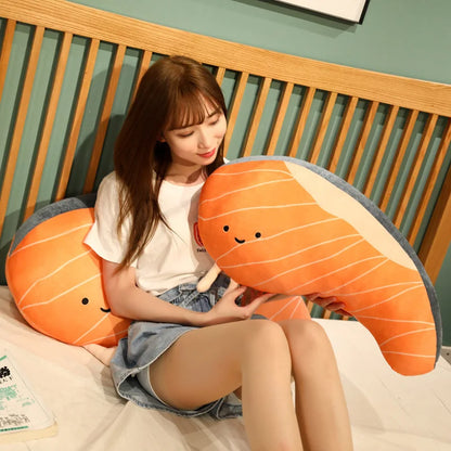 Coussin en peluche saumon Coussin alimentaire réaliste Cadeau confortable