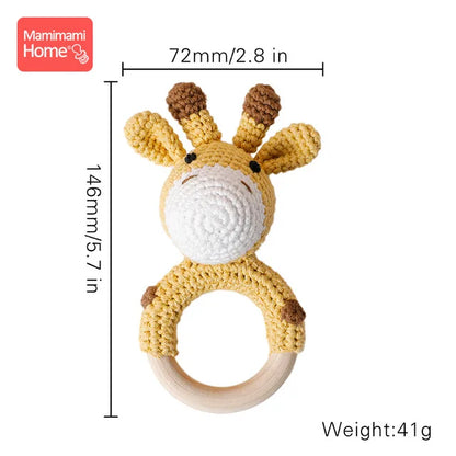 Variant image for Wooden Crochet Baby Teether Rattle Toy, BPA-Free Infant Teething Toy for Newborns, Safe and Engaging Multi-Functional Design-3