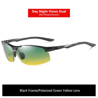 Solbriller fotokromatiske polariserte UV400 kantløse kjørebriller, dag- og nattsyn, lett ramme VT2173