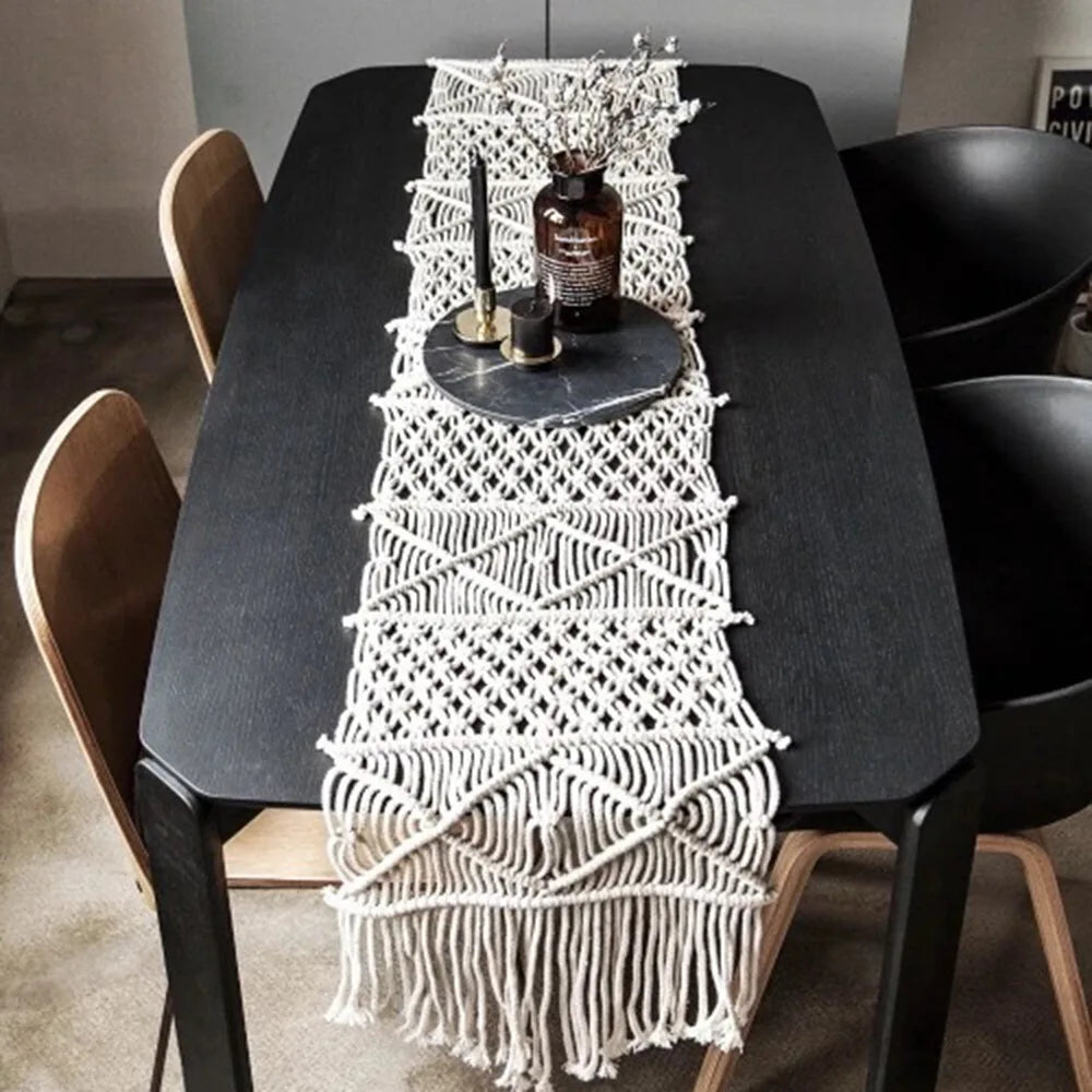 Bordløber Bomuld Macramé Boheme Stil Ferie Borddekoration Jul 2025 Håndlavet Hyggelig Rustik
