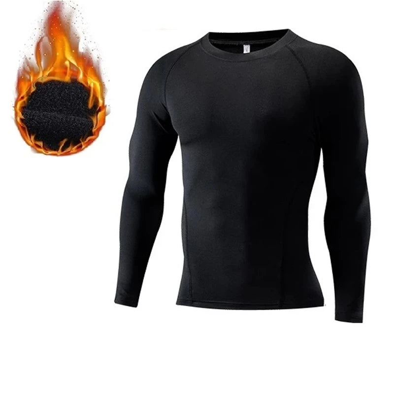 Men's Thermal Fleece Compression Undershirts for Winter Sports - Lightweight, Moisture-Wicking Fitness Gear